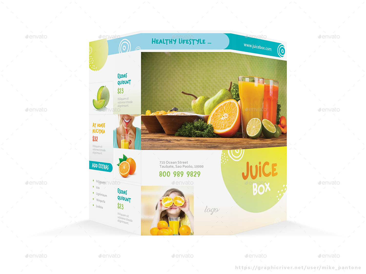 Healthy Drink Cafe Trifold Brochure by Mike_pantone GraphicRiver